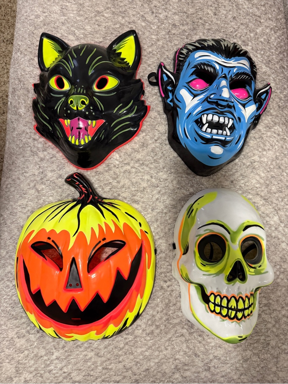 Set of 4 Target Brand Neon Halloween Monster Masks - Picture 3 of 7